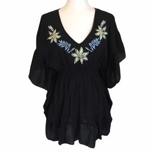 NWT Miken Swim Swimsuit Coverup Black w/Flowers S